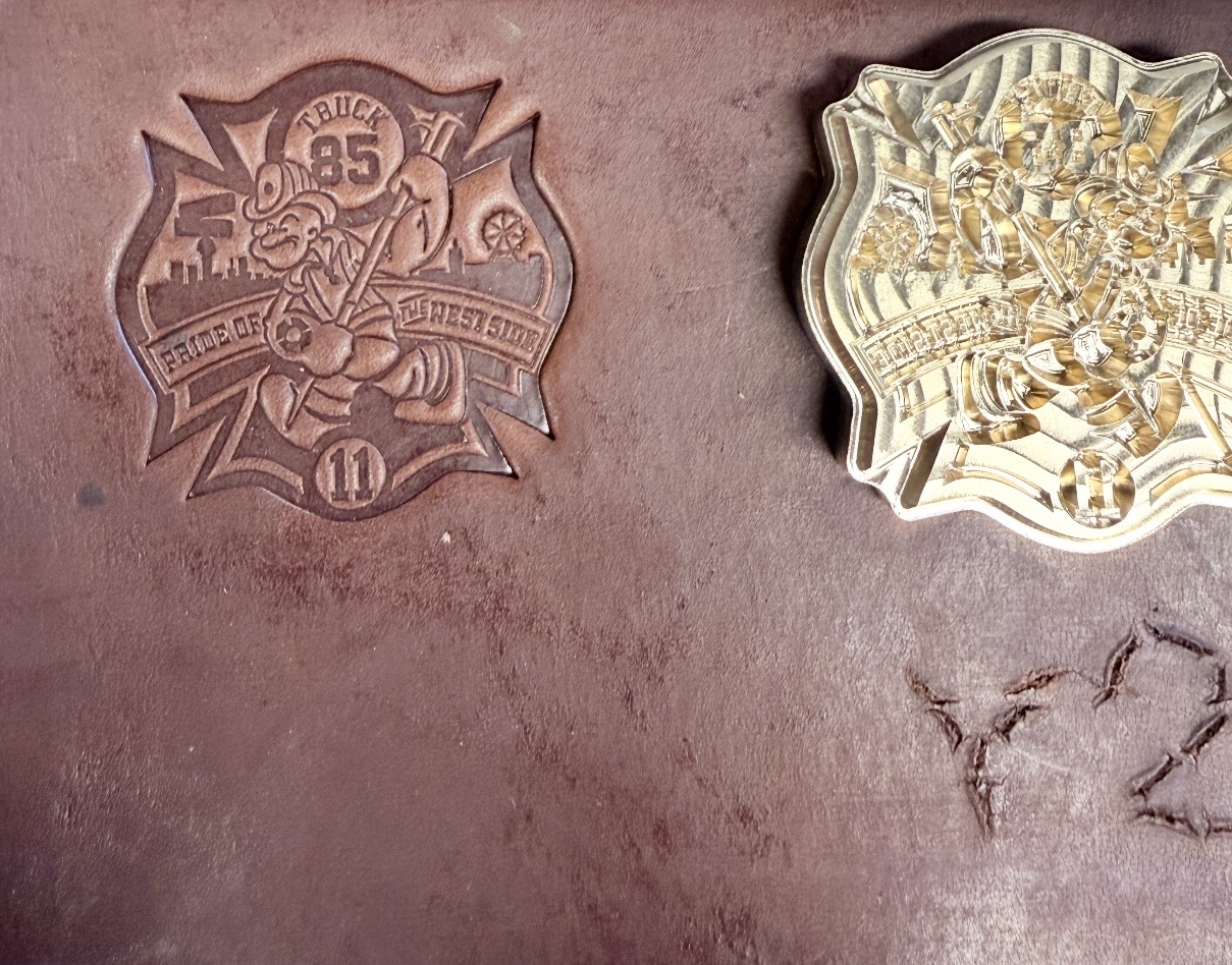 Custom leather logo stamp example