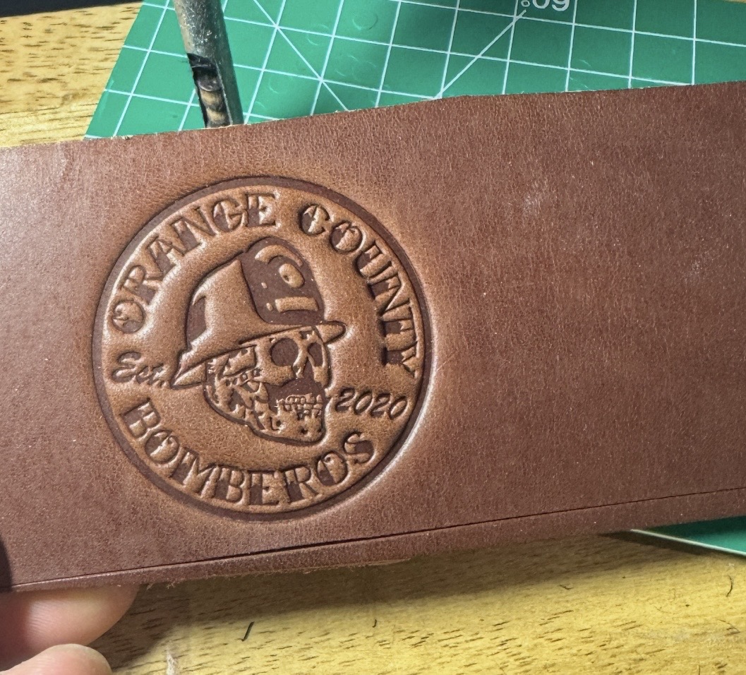 Custom leather logo stamp example